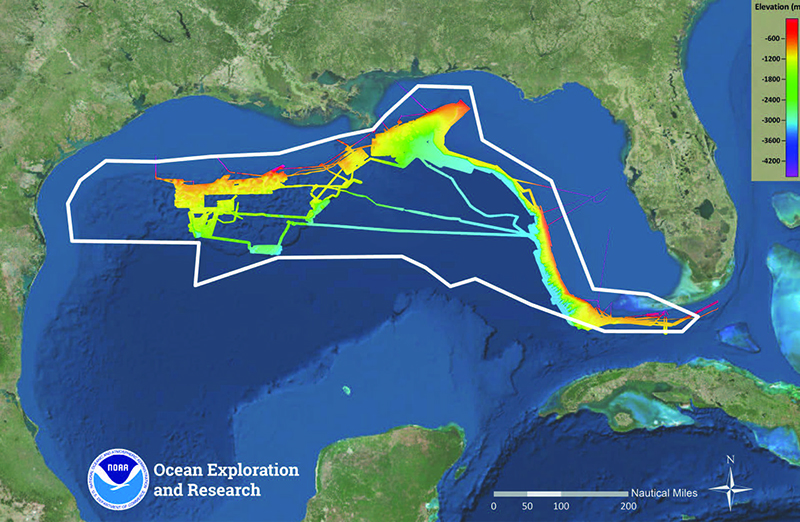 Overview map showing seafloor bathymetry and ROV dives